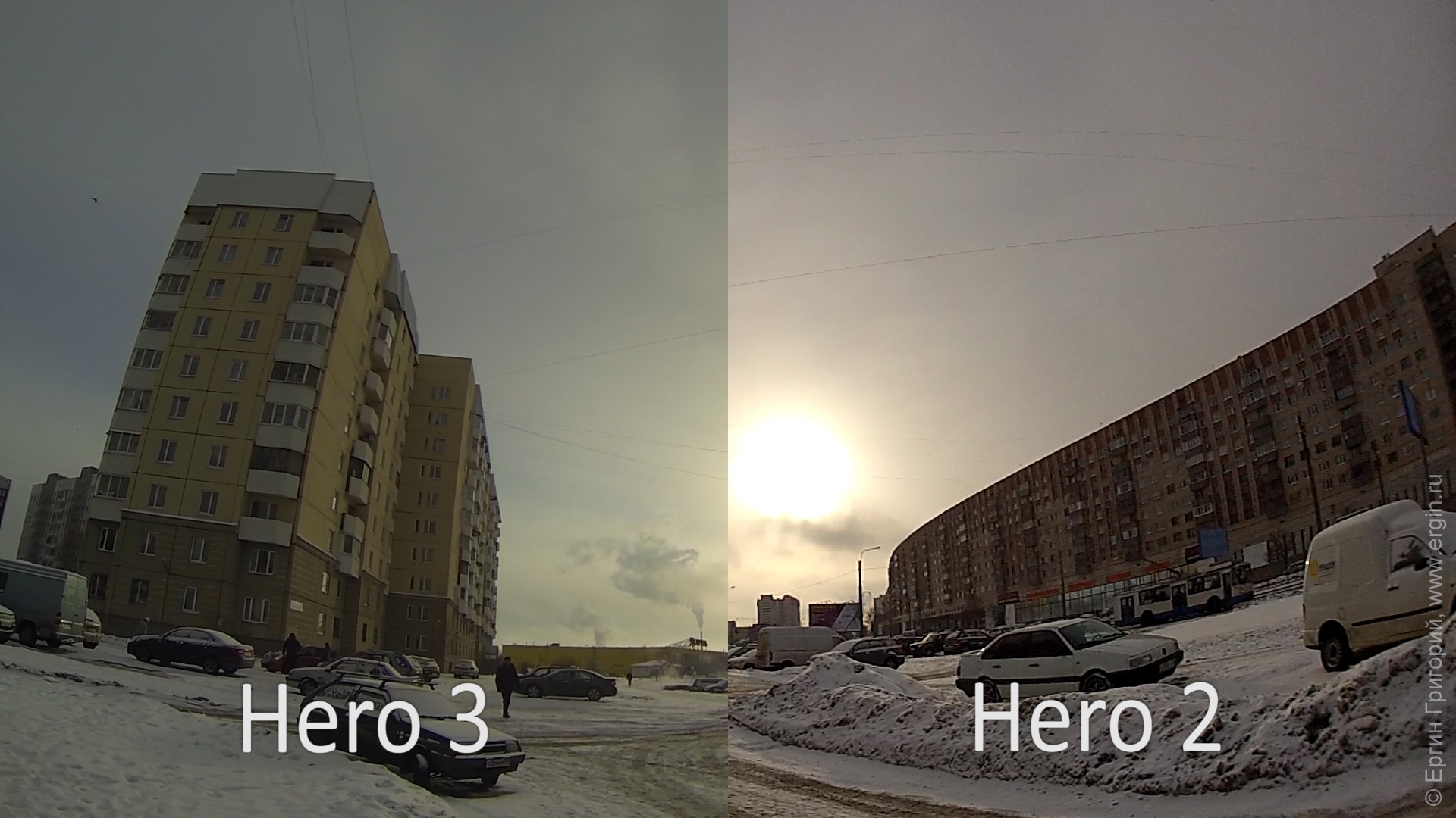 Тест GoPro Hero 3 vs против Hero 2 небо, голубая дымка