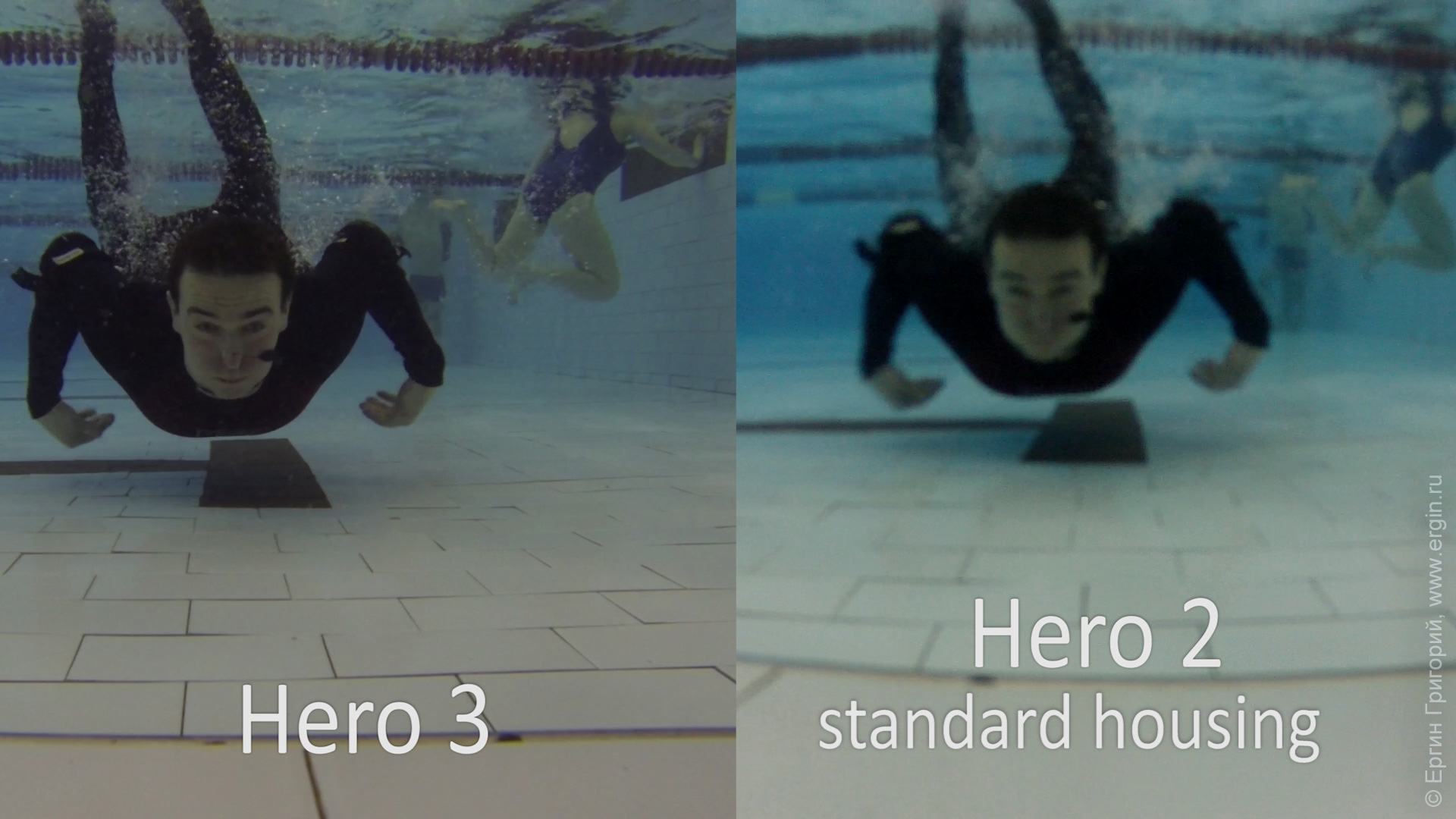 Проверка GoPro Hero 3 vs Hero 2 под водой: standard housing только стандартные аквабоксы нерезко, резкость не наводится