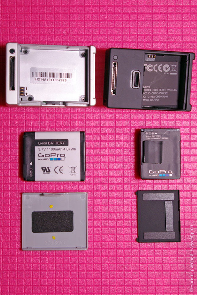 Аккумуляторы, аккумуляторные отсеки и крышки GoPro Hero 2 и GoPro Hero 3