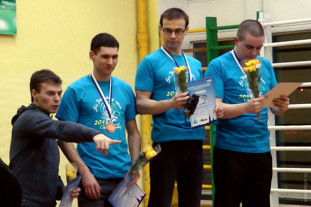 Победители Открытого зимнего чемпионата Санкт-Петербурга 2013 по фристайлу на гладкой воде в бассейнах в категории К-1м 