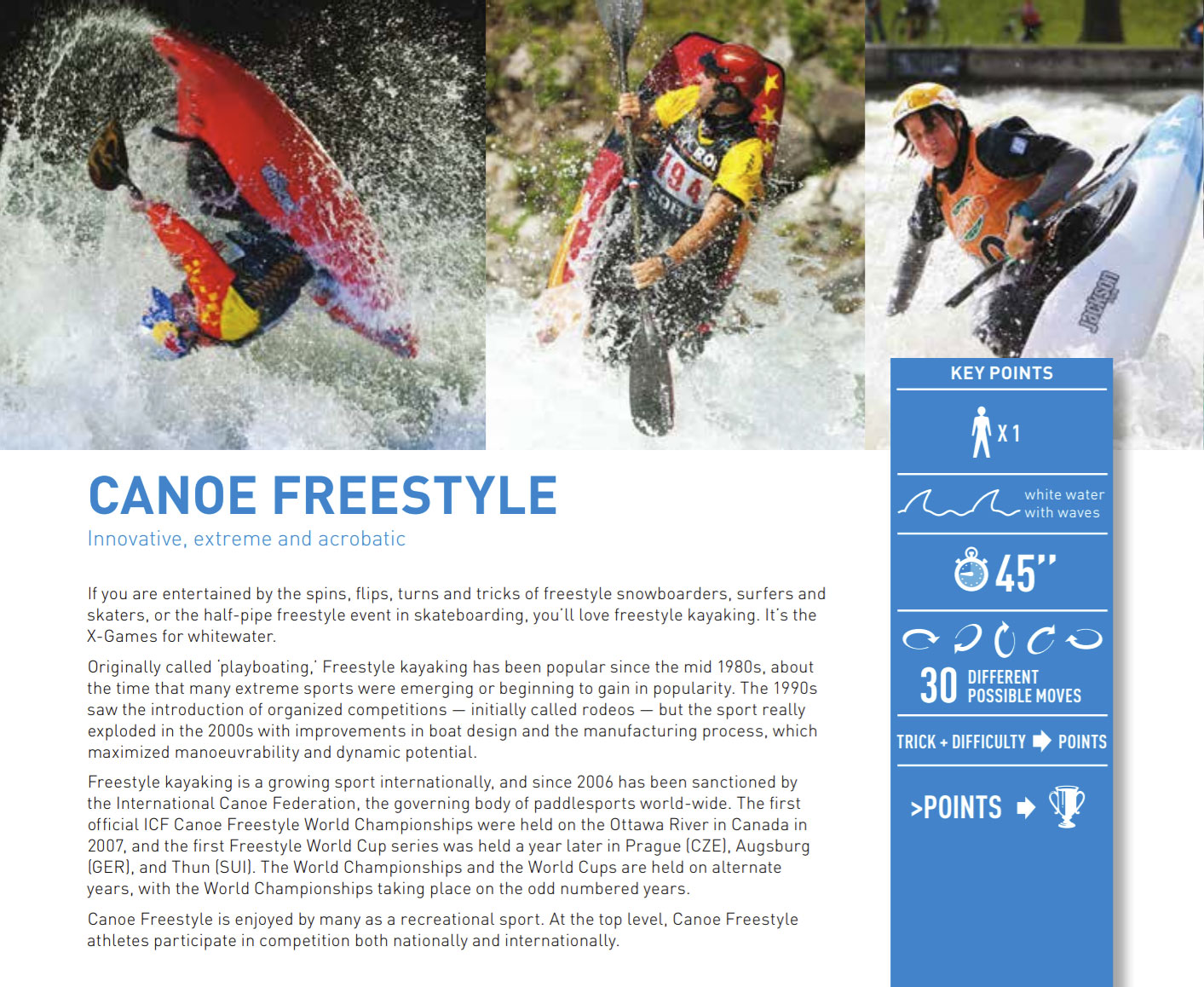 Canoe Freestyle - фрагмент буклета ICF
