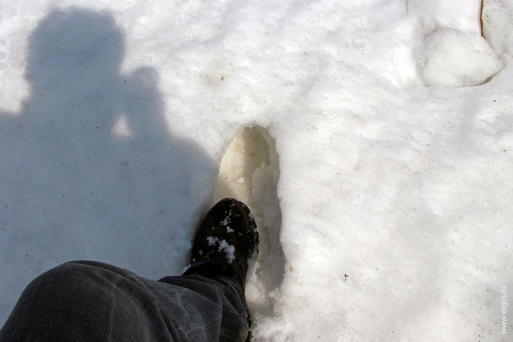 Глубина снежного покрова на поляне у Большого порога Мста
