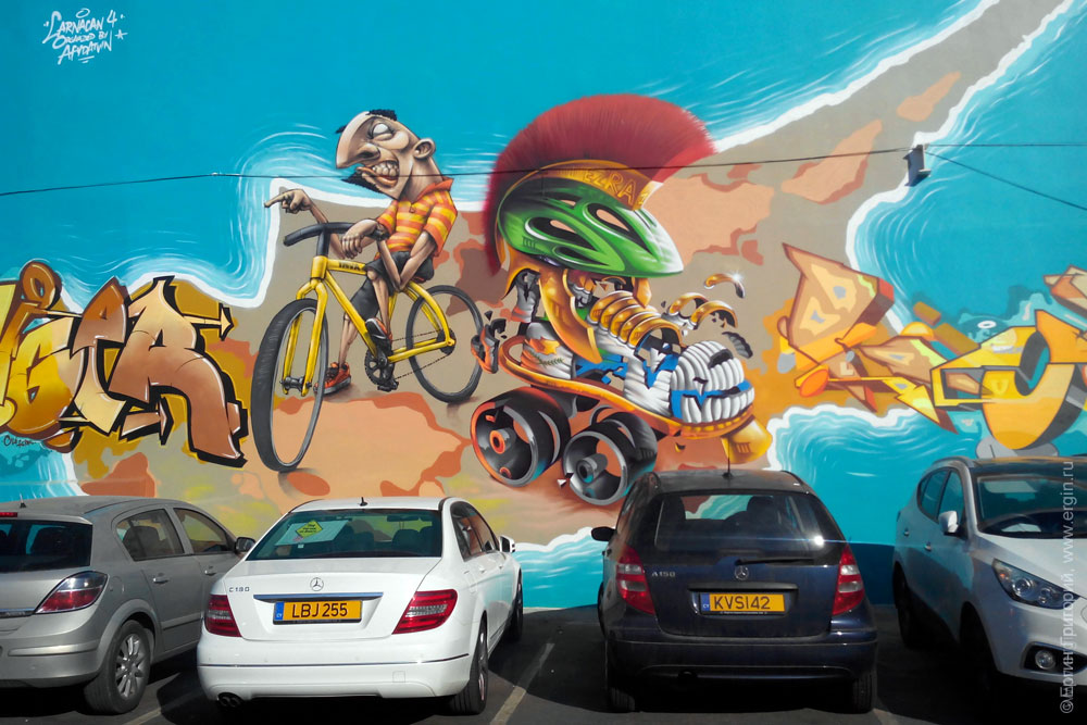 graffiti Граффити на стене в Ларнаке Cyprus