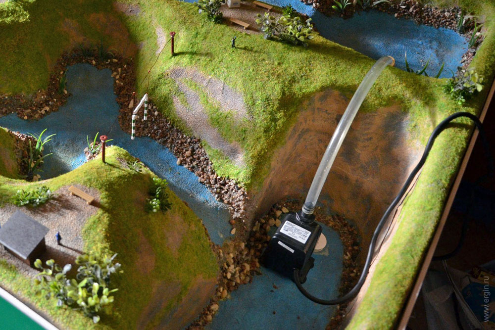 Аквариумная помпа для течения в русле модели макете слаломного канала