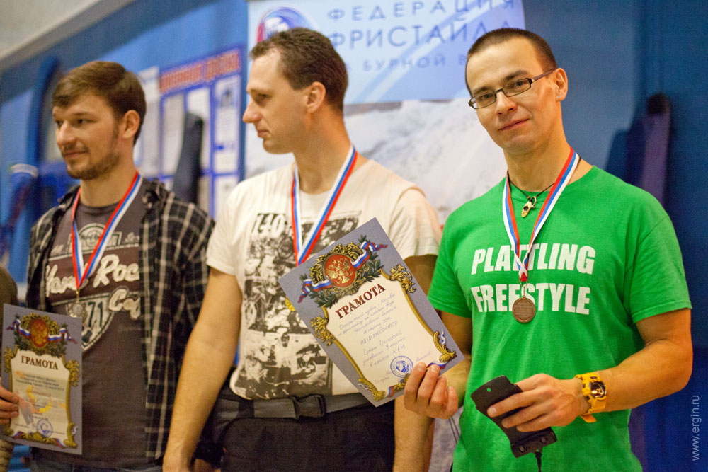 Победители в категории К1М Открытого кубка Москвы по фристайлу на гладкой воде в бассейнах 2014
