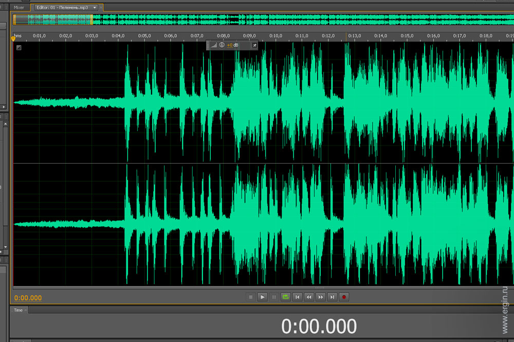 Диаграмма график аудиотрека в Adobe Audition