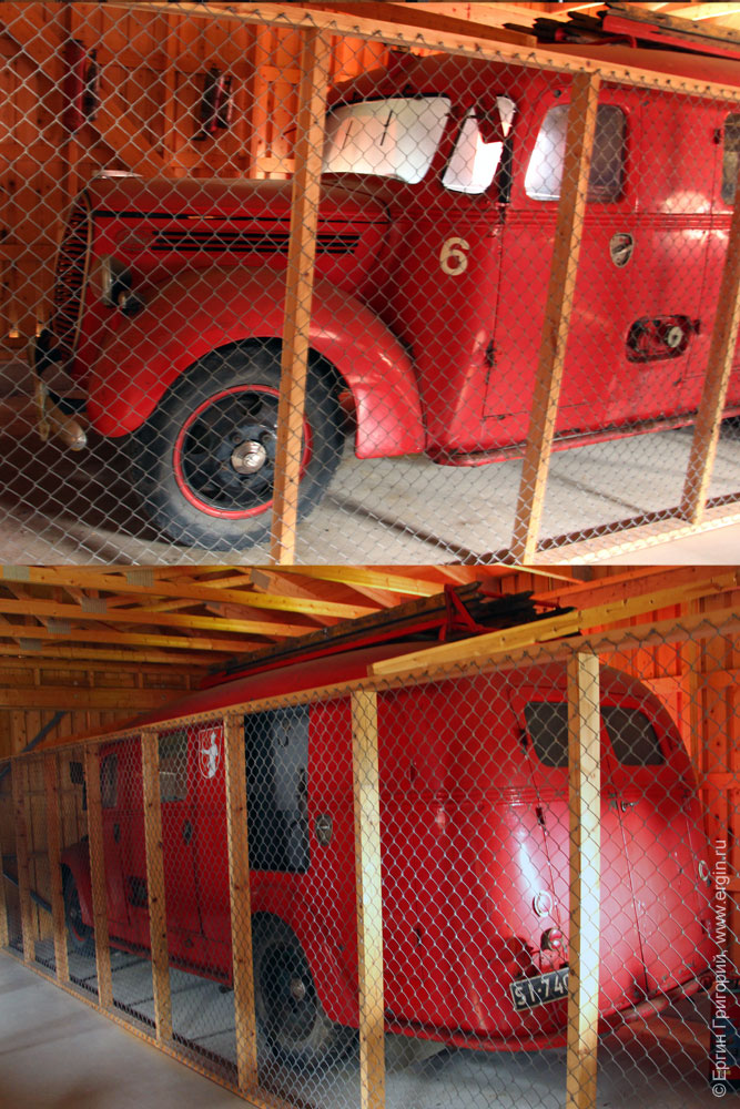 Пожарный автобус в музее в Лиексе