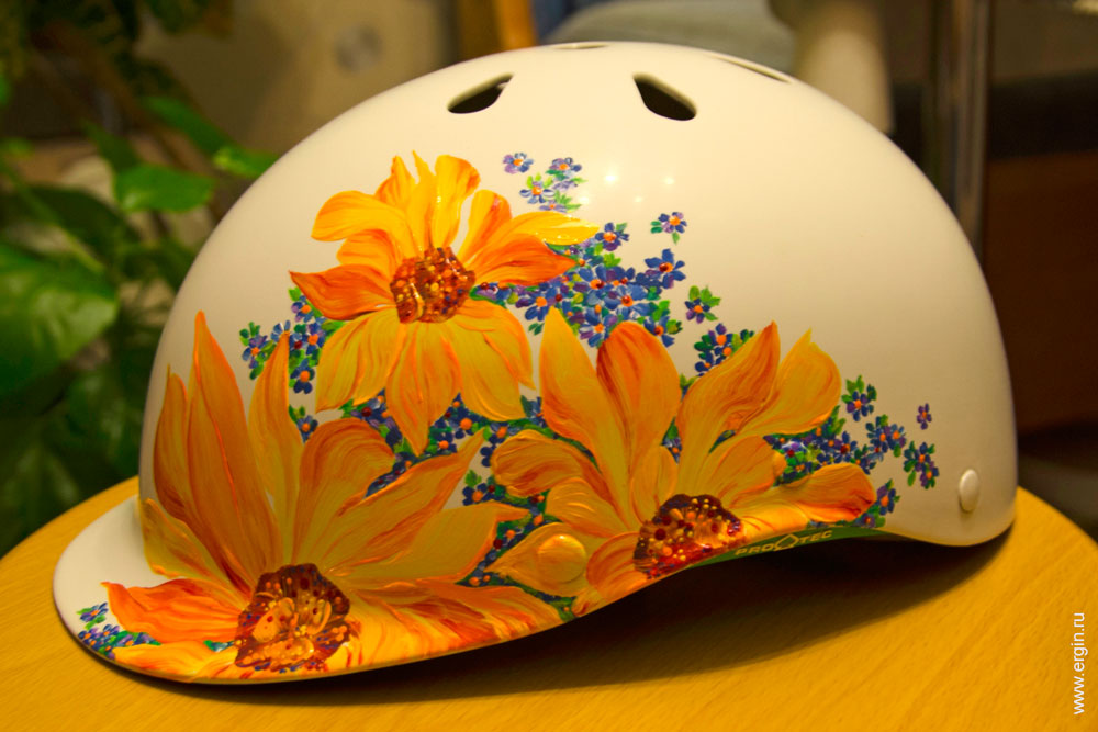 Шлем каякера женский с нанесенным рисунком желтые цветы