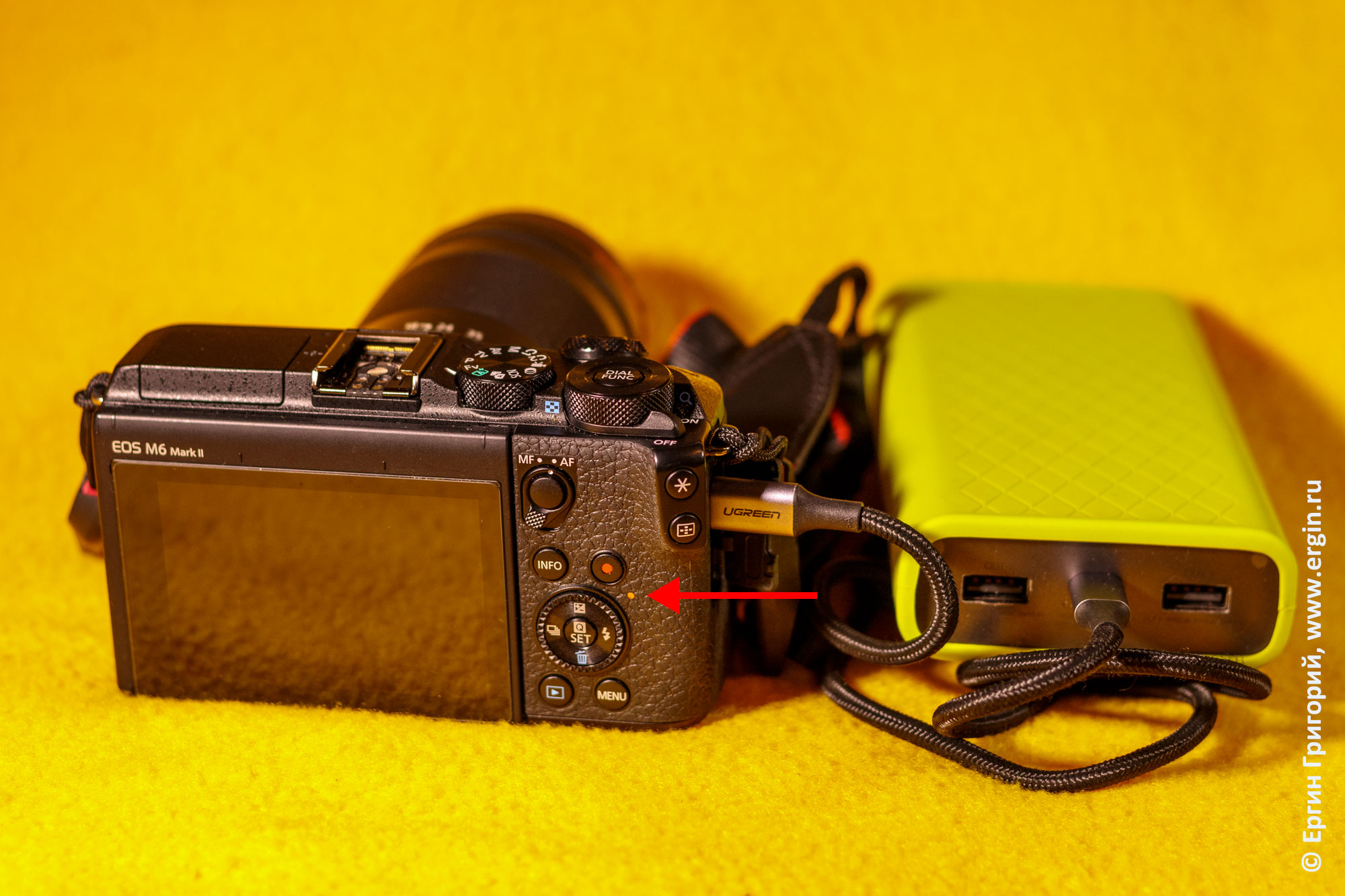 Зарядка Canon EOS M6 Mark 2 от пауэрбанка